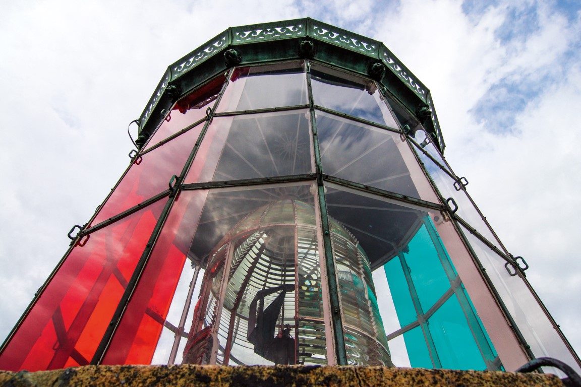 Fresnel lens, San Luis Point Lighthouse. A Fresnel lens is a type
